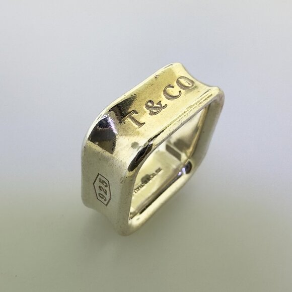 Vintage Tiffany & Co. 1837 - 925 Silver Square 8mm Band Ring 4.5 US - Picture 2 of 8